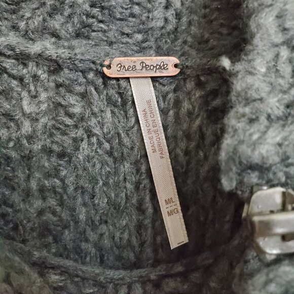 Free People Zip Split pullover sweater in gray - Picture 3 of 9